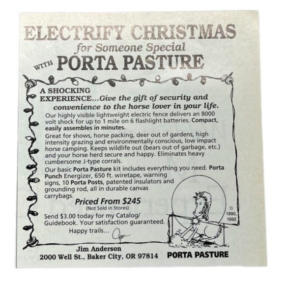 1993 Porta Pasture Electric Fence Lights Vintage Print Ad Baker City, OR - Picture 1 of 4